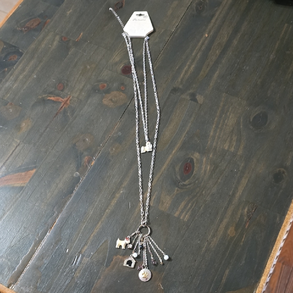 Silver Charm Necklace with Dog Pendants